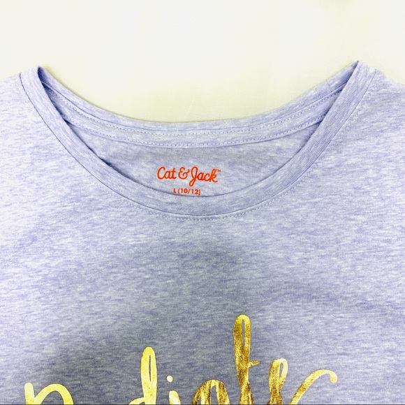 Cat & Jack Purple T-Shirt “Positive Vibes” NWOT Girls Large - Picture 4 of 6